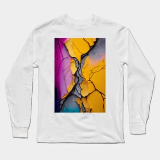 Chaotic Yellow - Abstract Alcohol Ink Resin Art Long Sleeve T-Shirt